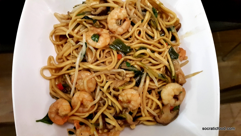 Noodles with Shrimps and mushrooms in Soy Sauce