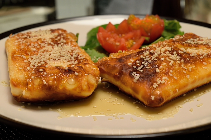 Fried Feta Envelopes with Honey and Sesame Seeds