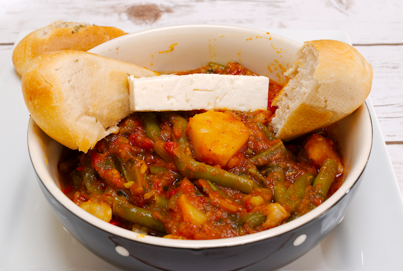 Vegetarian Green Bean Stew in a Rich Tomato Sauce