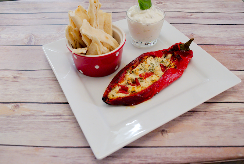 Grilled Peppers Stuffed with Goat Cheese and Feta