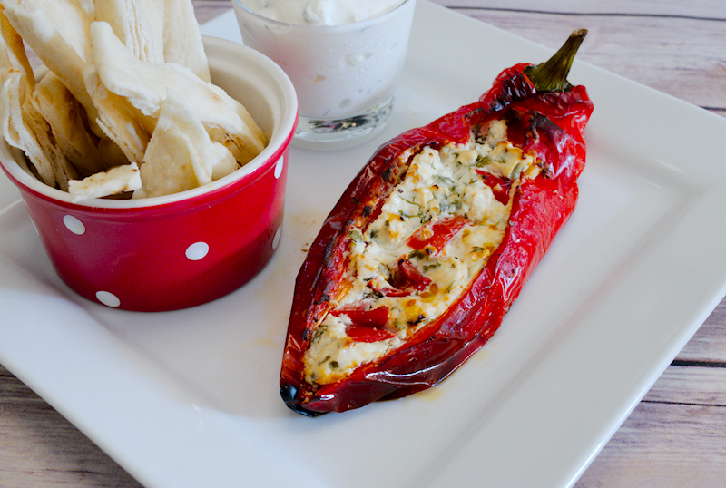 Grilled Bell Peppers Recipe with Baked Egg, Goat Cheese, and Hot