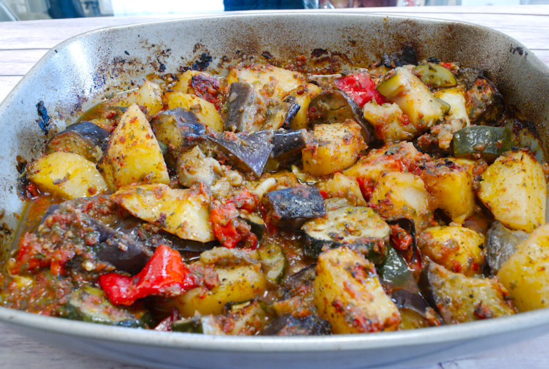 Eggplant and Zucchini Casserole in Tomato Sauce (Greek Briam)