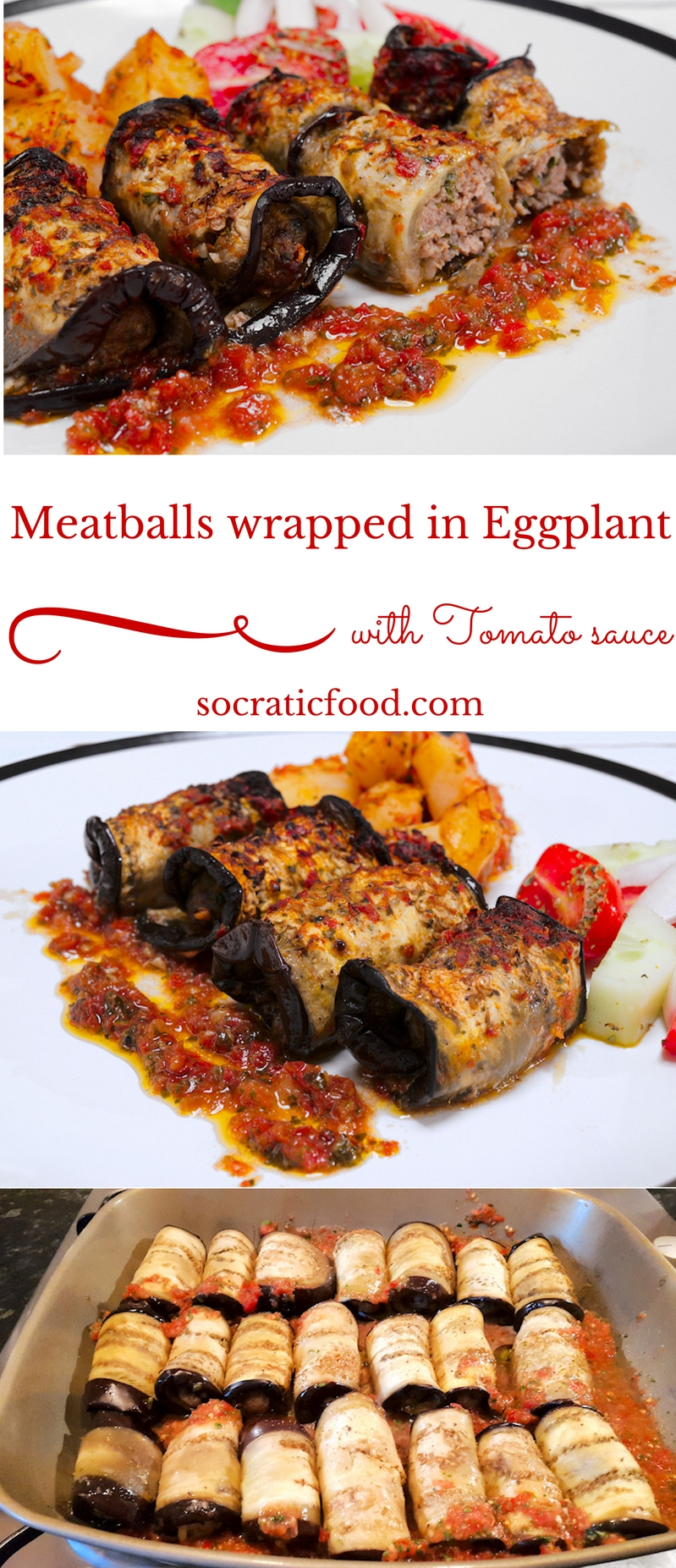 Meatballs Wrapped in Roasted Eggplant Slices