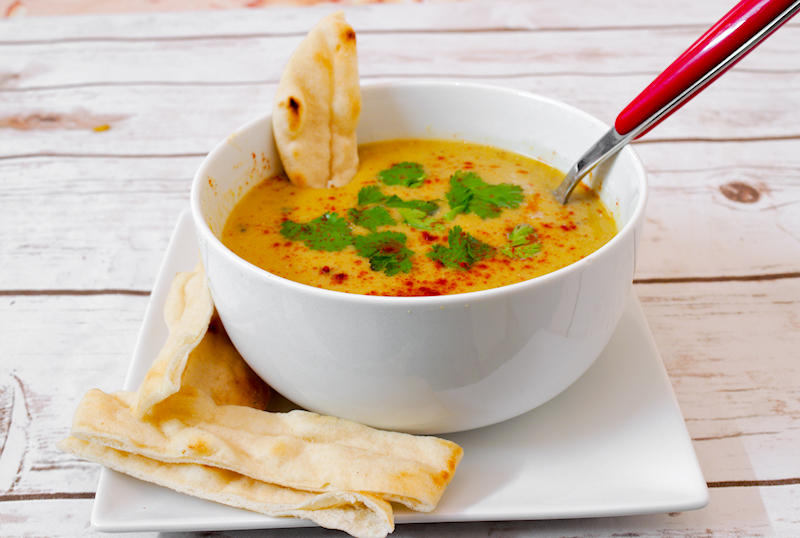 Spicy Moroccan Soup with Red Lentils and Vegetables