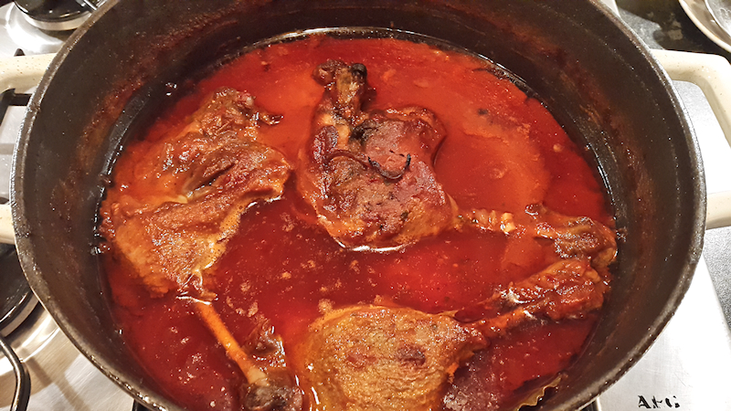 Greek Duck Legs in Spicy Tomato Sauce (Pastitsada)