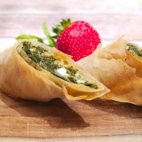 Kale with Spinach and Feta Filo Rolls